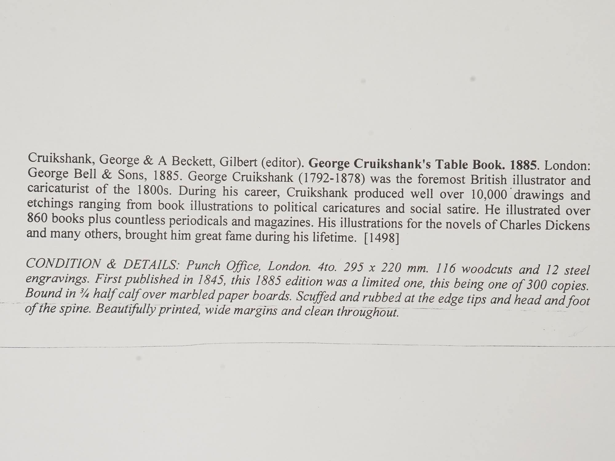 RARE ANTIQUE 1885 GEORGE CRUIKSHANK TABLE BOOK PIC-10